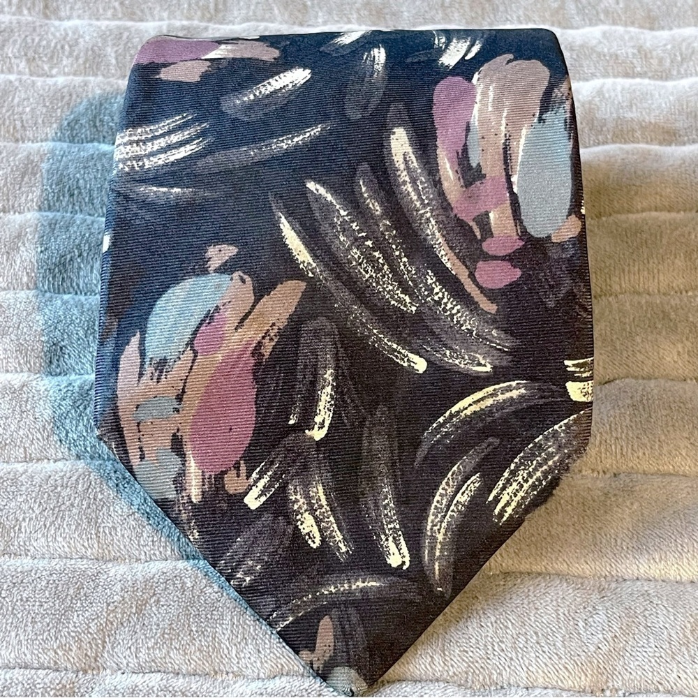 PIERRE CARDIN ~ Vintage Abstract Print Silk Tie ~ 3.7/8” Width  (90’s Era)